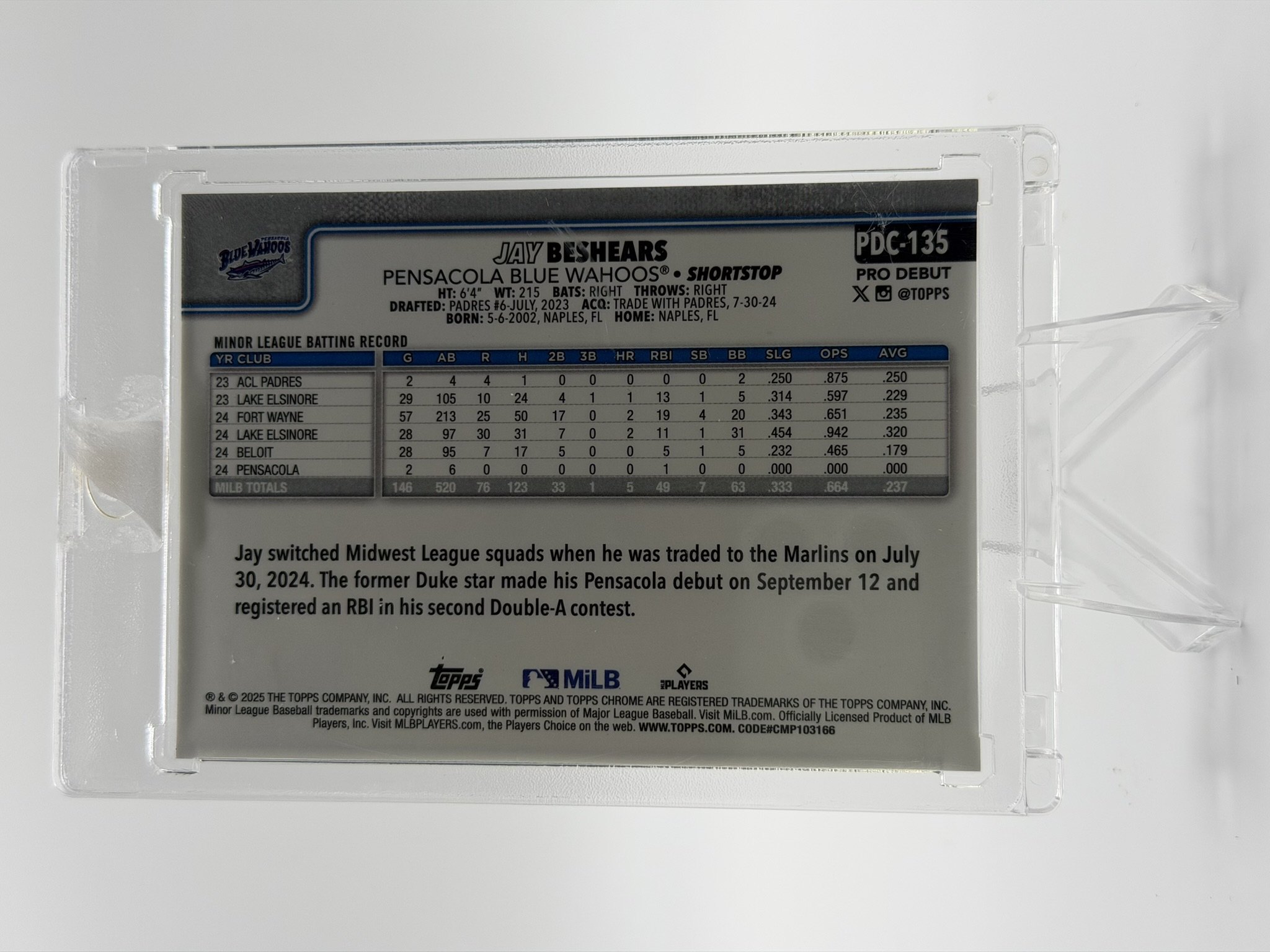 Jay Beshears 2025 Topps Chrome back