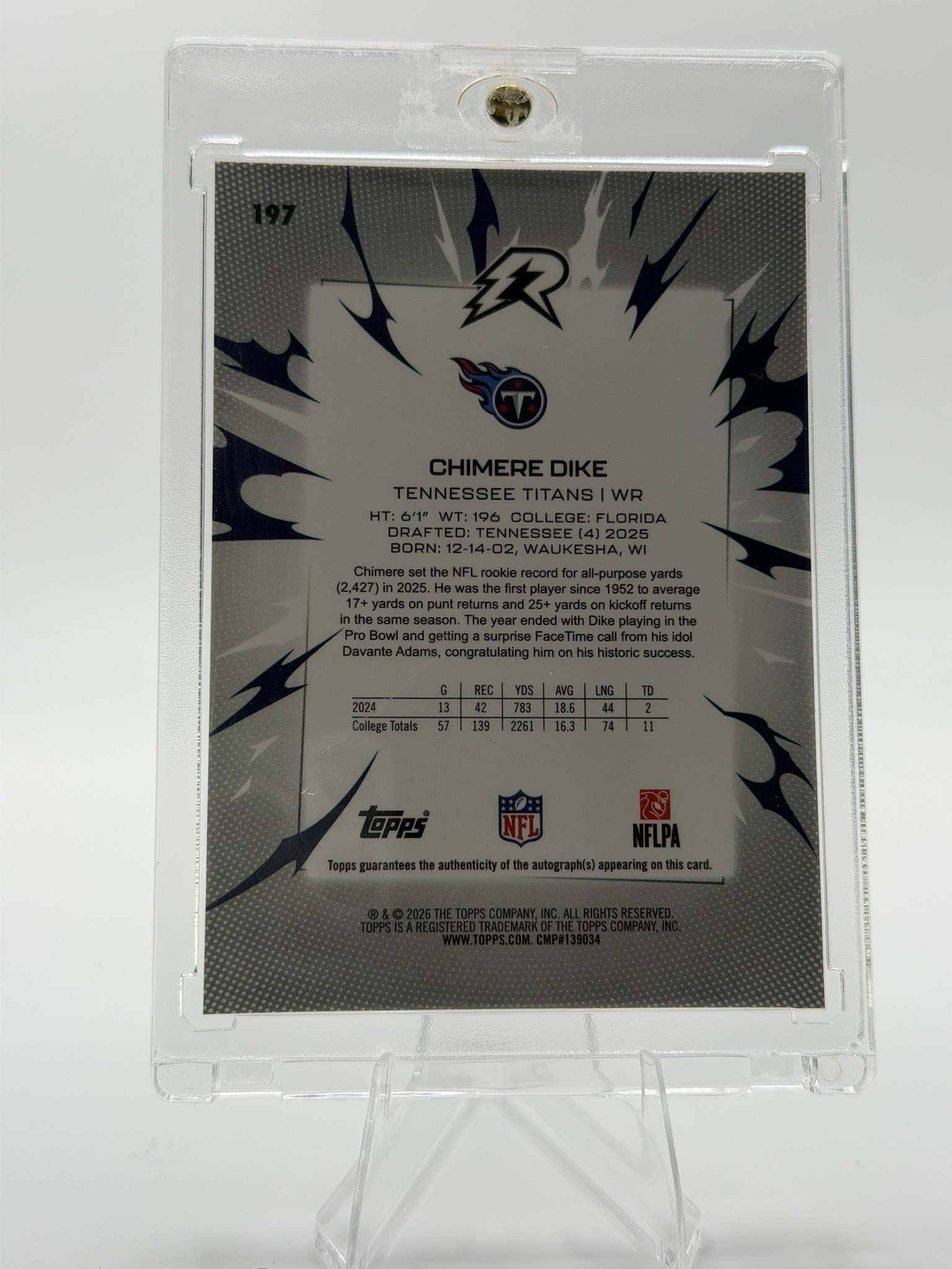 Chimere Dike 2025 Topps Resurgence back