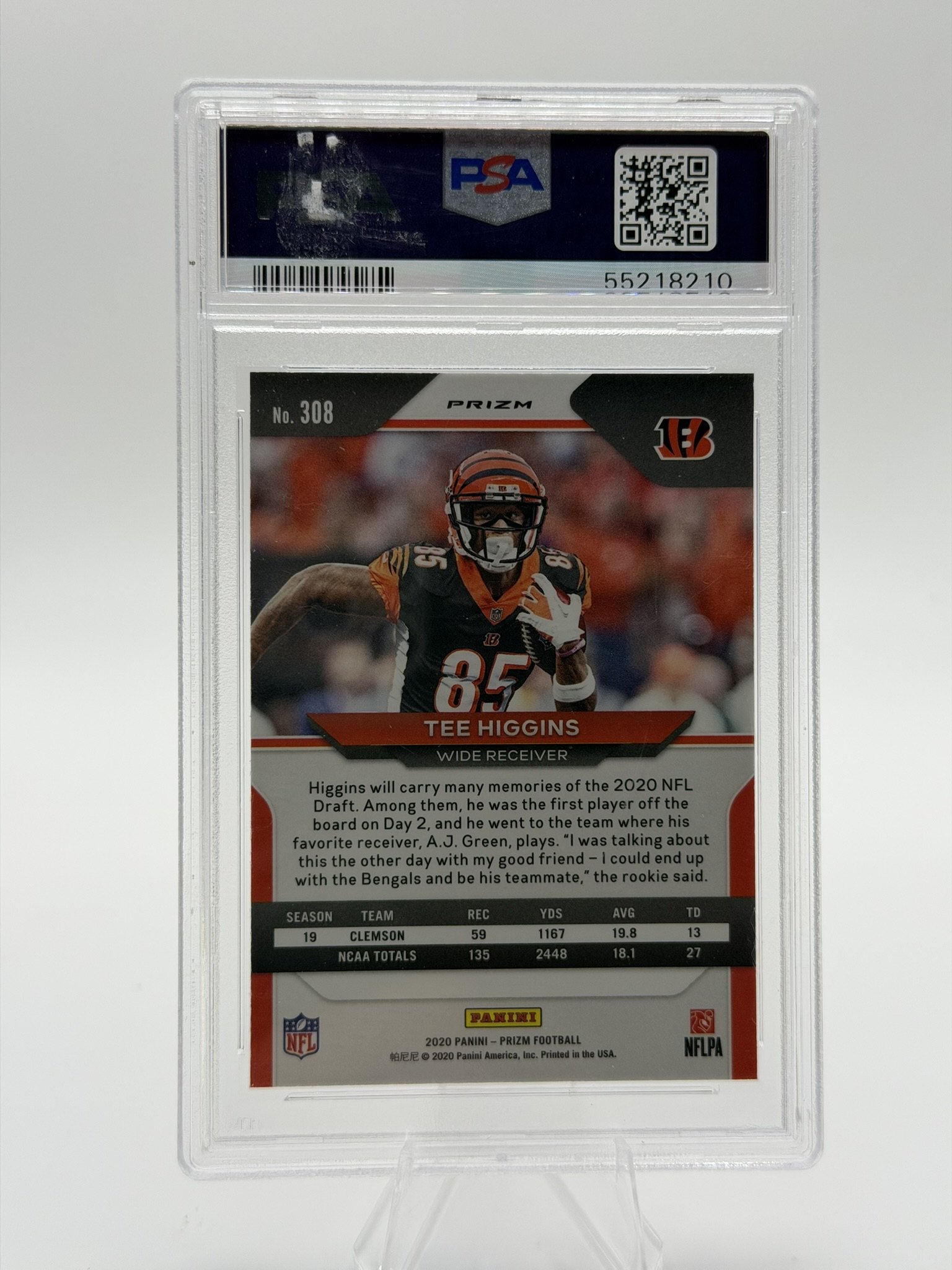 Tee Higgins 2020 Panini Prizm back