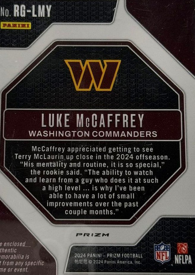 Luke McCaffrey 2024 Panini Prizm back