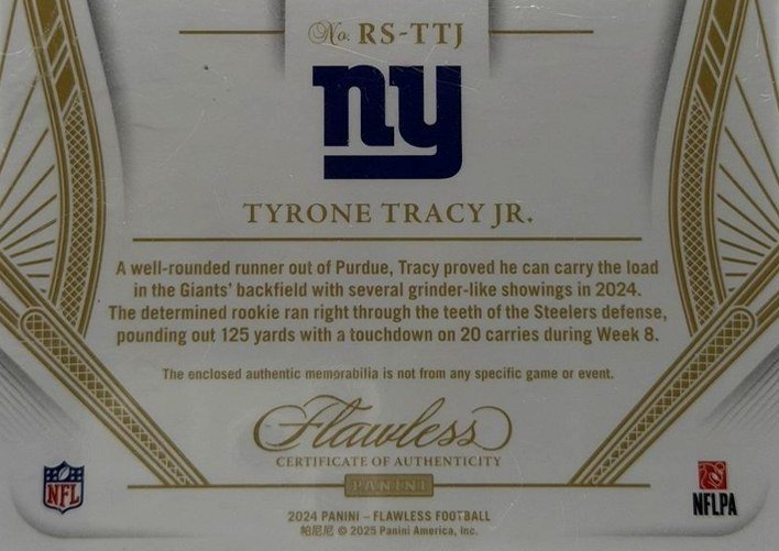 Tyrone Tracy Jr. 2024 Panini Flawless back