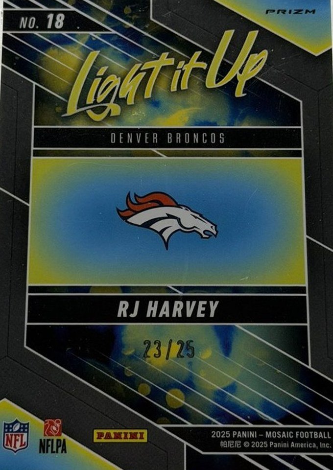 RJ Harvey 2025 Panini Mosaic back