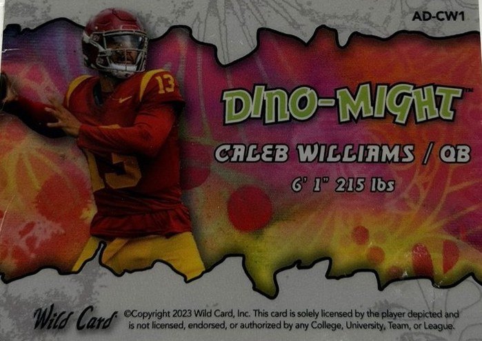 Caleb Williams 2023 Wild Card Alumination back