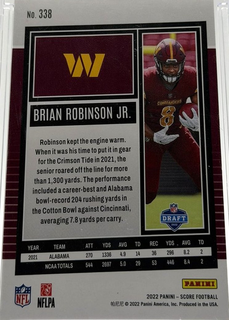 Brian Robinson Jr. 2022 Score back