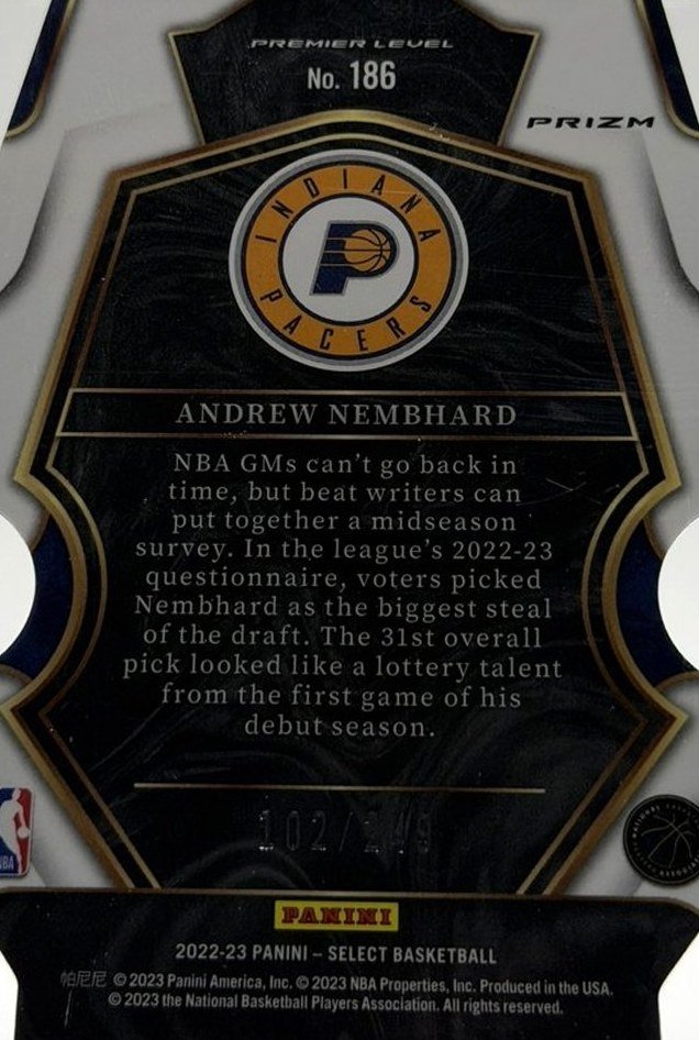 Andrew Nembhard 2022 Panini Select back