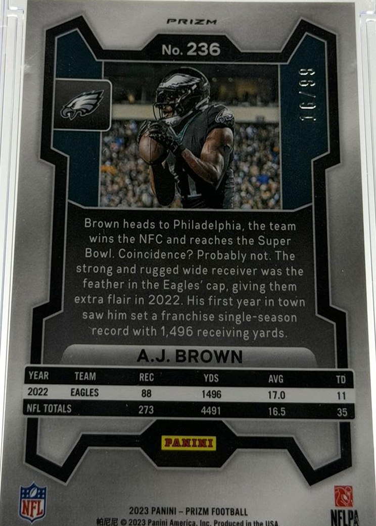 A.J. Brown 2023 Panini Prizm back