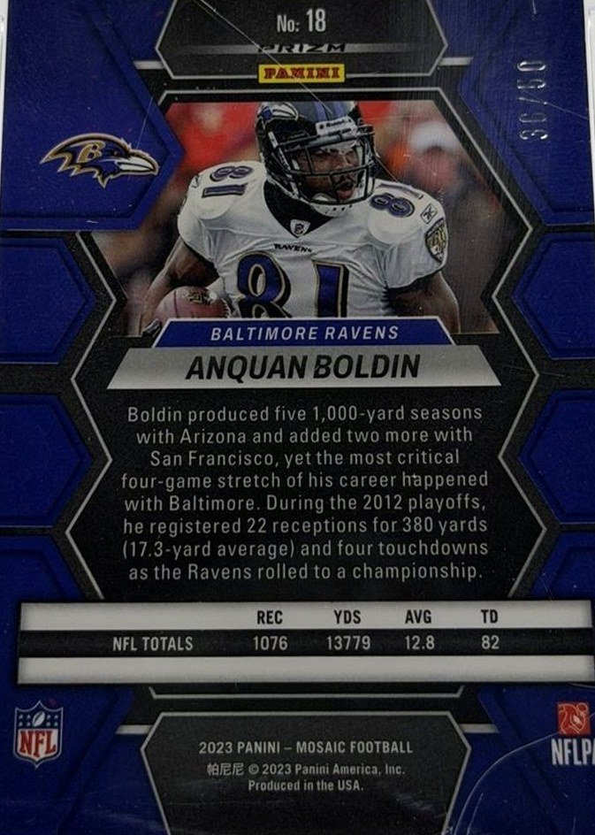 Anquan Boldin 2023 Panini Mosaic back