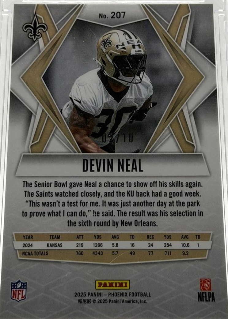 Devin Neal 2025 Panini Phoenix back