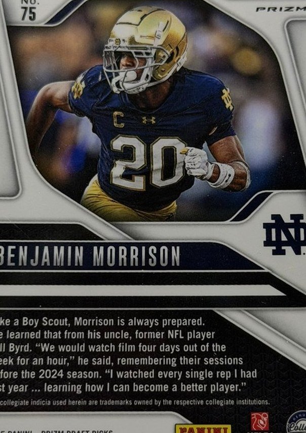 Benjamin Morrison 2025 Panini Prizm Draft Picks back