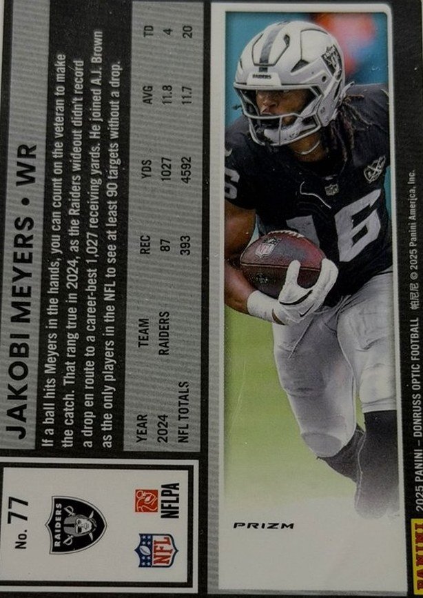 Jakobi Meyers 2025 Donruss Optic back