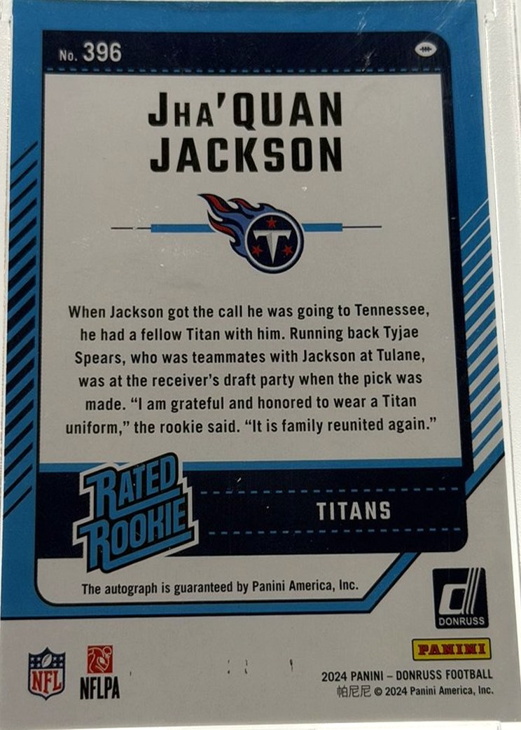 Jha'Quan Jackson 2024 Panini Donruss back