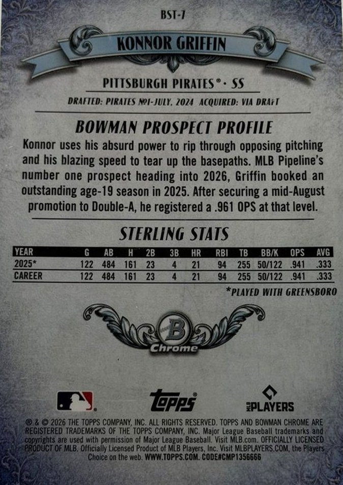 Konnor Griffin 2026 Bowman back