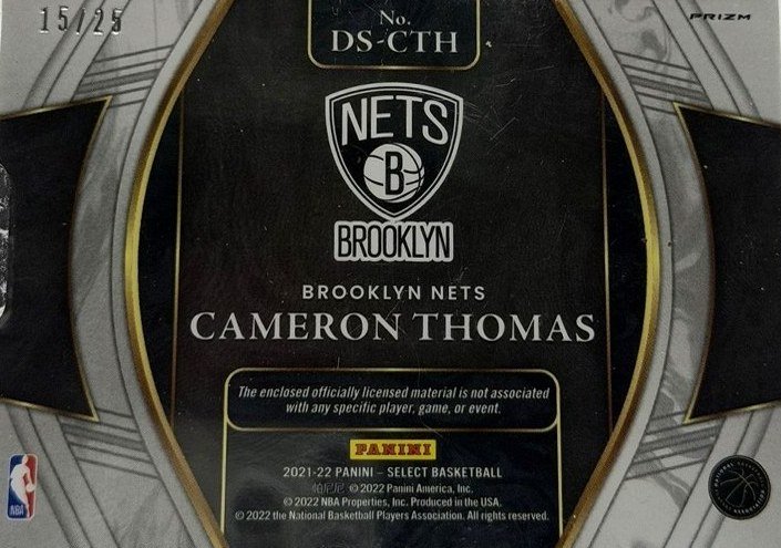 Cameron Thomas 2021 Panini Select back