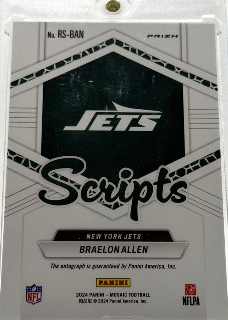 Braelon Allen 2024 Panini Mosaic back