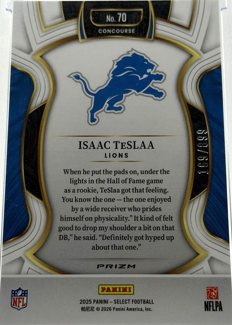 Isaac TeSlaa 2025 Panini Select back