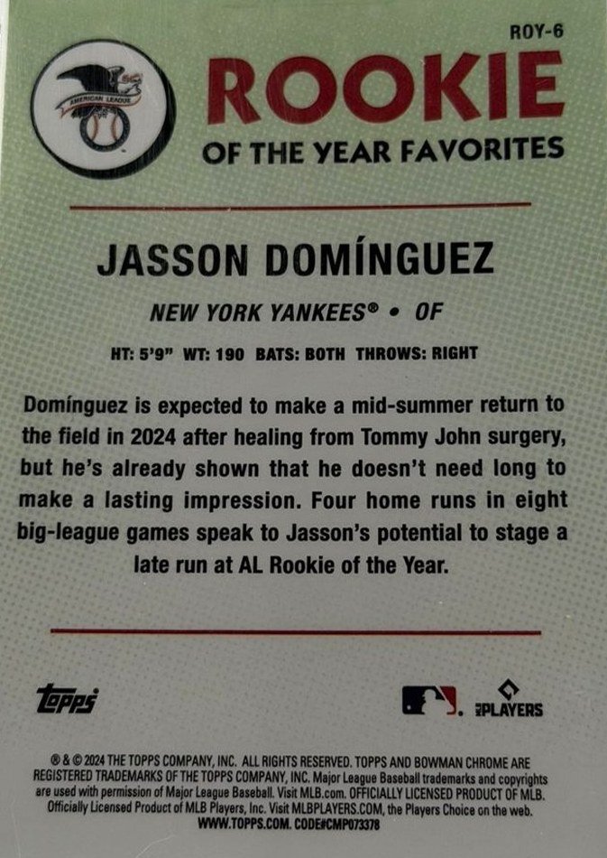 Jasson Dominguez 2024 Bowman back