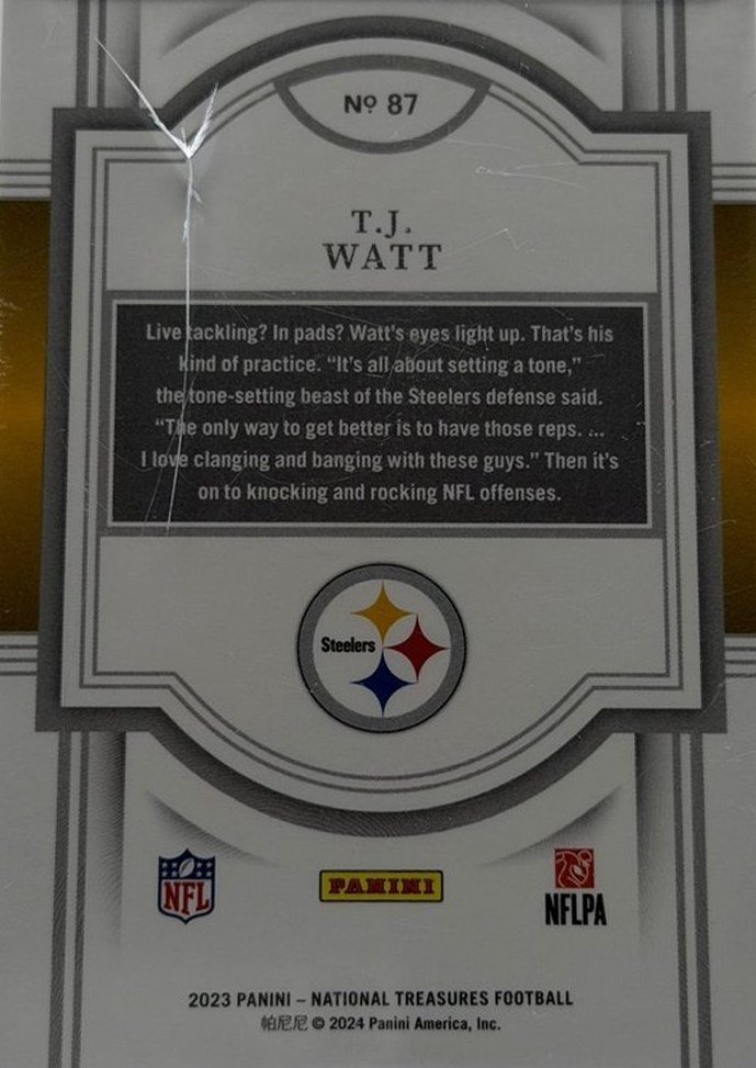 T.J. Watt 2023 Panini National Treasures back