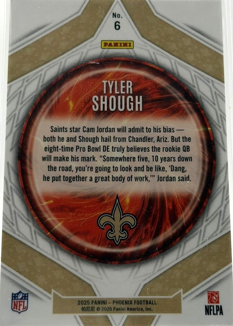 Tyler Shough 2025 Panini Phoenix back