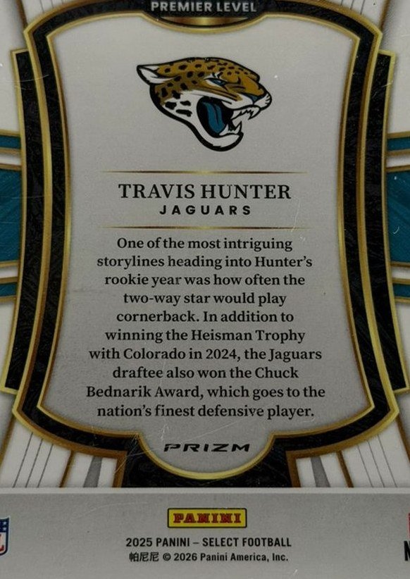 Travis Hunter 2025 Panini Select back