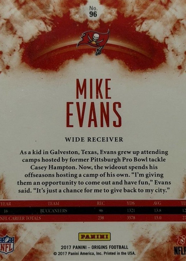 Mike Evans 2017 Panini Origins back