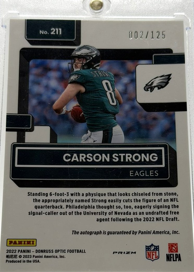 Carson Strong 2022 Donruss Optic back