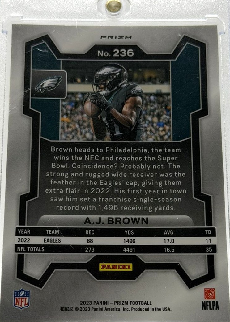A.J. Brown 2023 Panini Prizm back