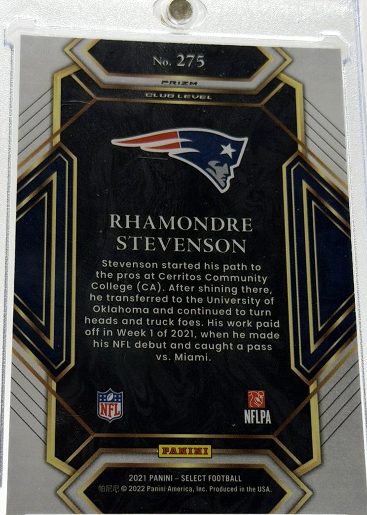 Rhamondre Stevenson 2021 Panini Select back