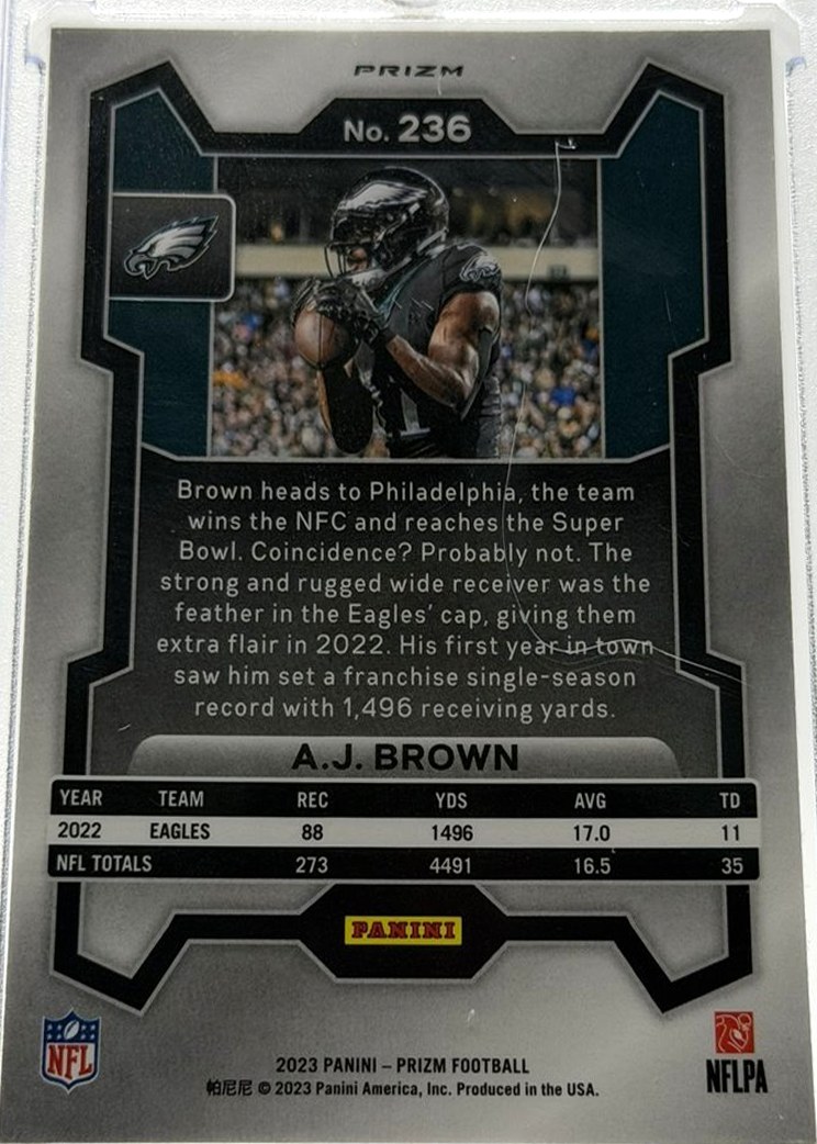 A.J. Brown 2023 Panini Prizm back