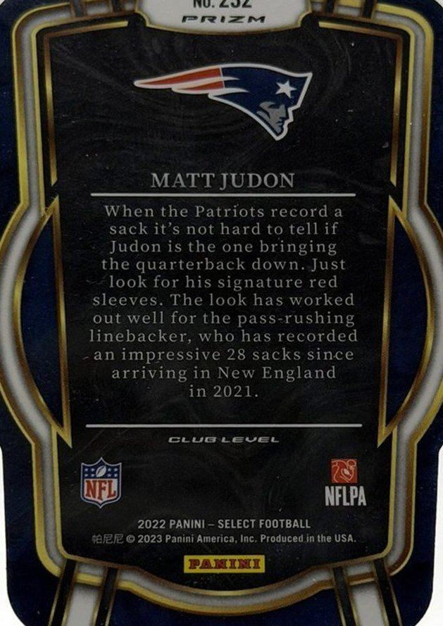 Matt Judon 2022 Panini Select back