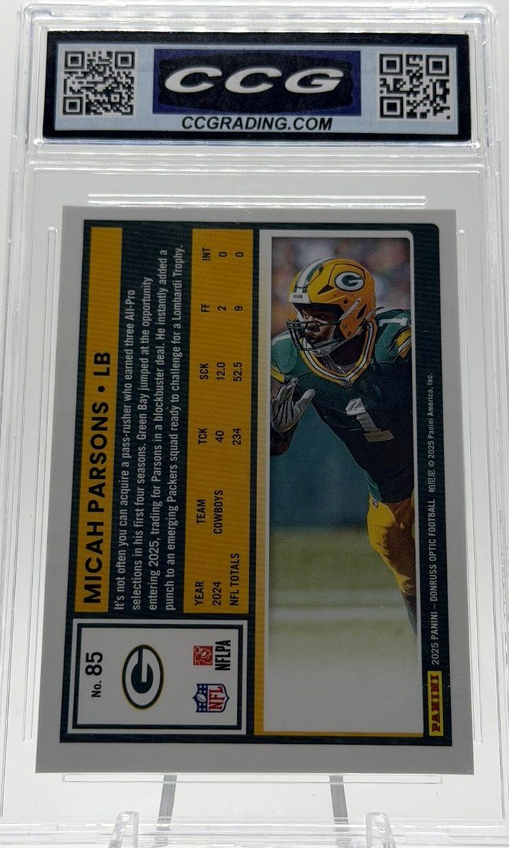 Micah Parsons 2025 Donruss Optic back