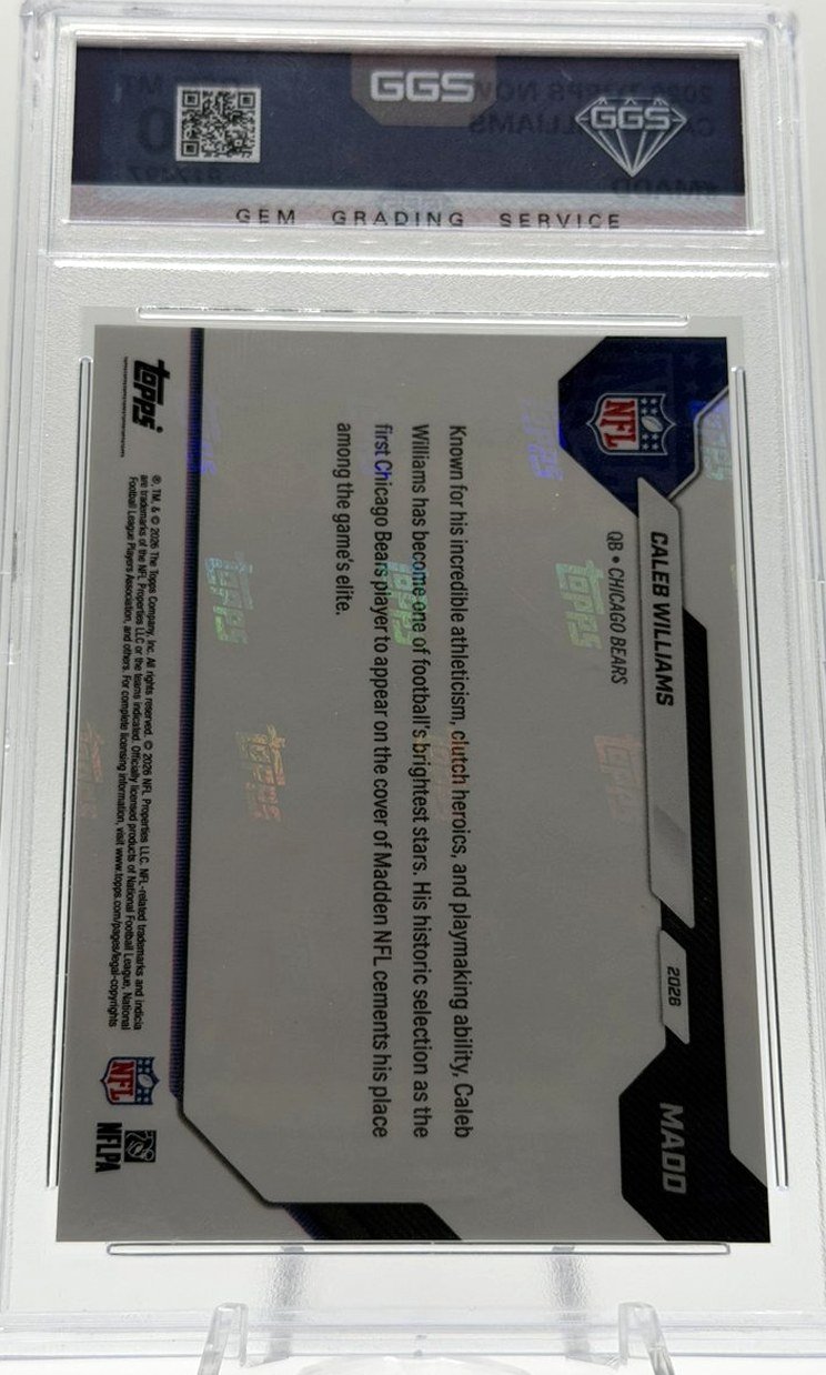 Caleb Williams 2026 Topps Now back