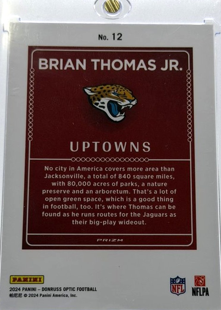 Brian Thomas Jr. 2024 Panini Donruss Optic back