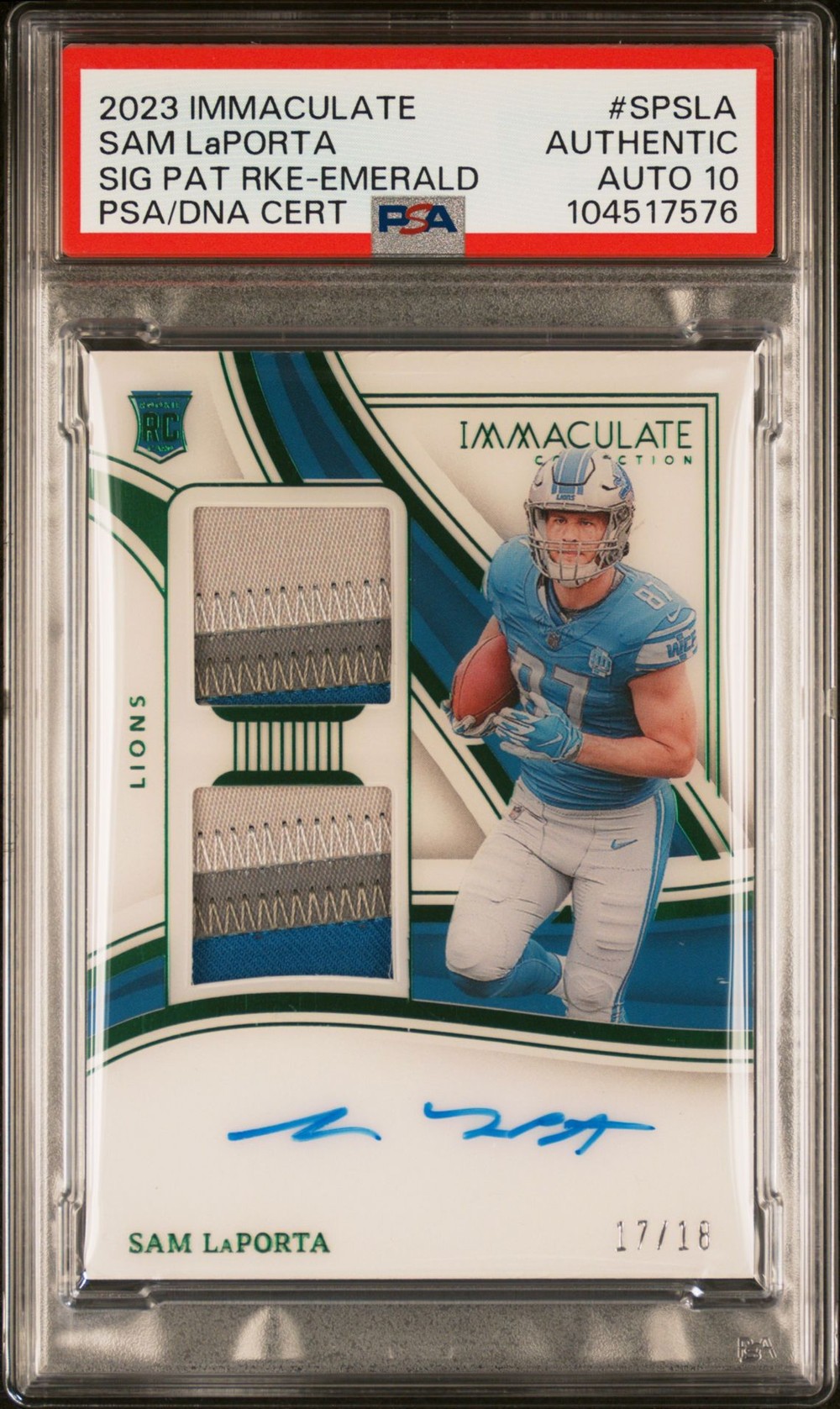 Sam LaPorta 2023 Panini Immaculate Collection front