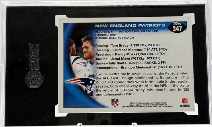 Tom Brady & Randy Moss 2010 Topps back