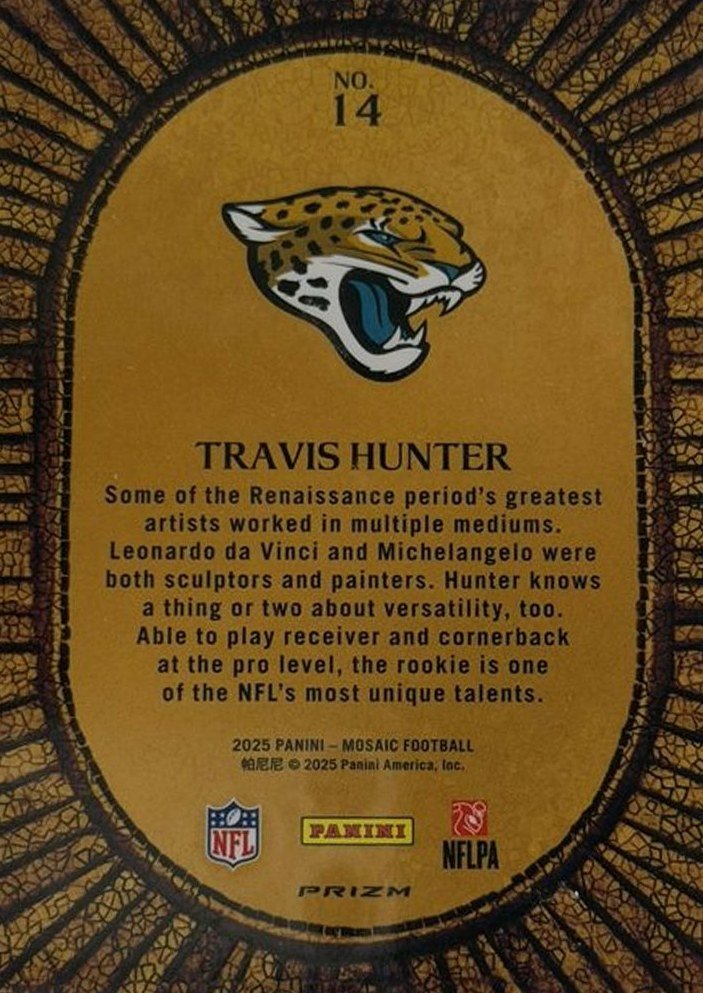 Travis Hunter 2025 Panini Mosaic back