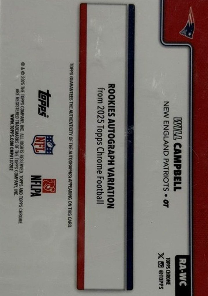 Will Campbell 2025 Topps Chrome back
