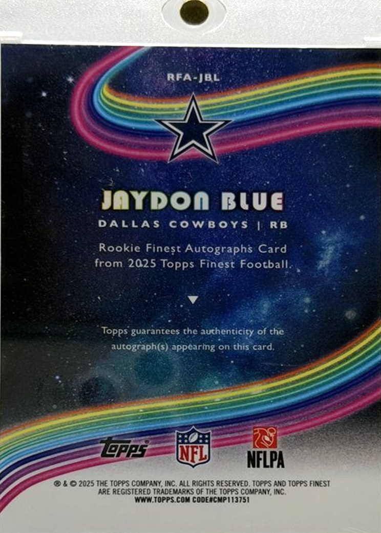 Jaydon Blue 2025 Topps Finest back