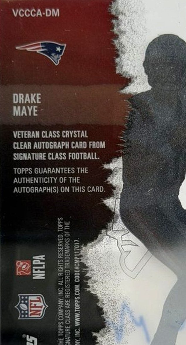 Drake Maye 2025 Topps Signature Class back