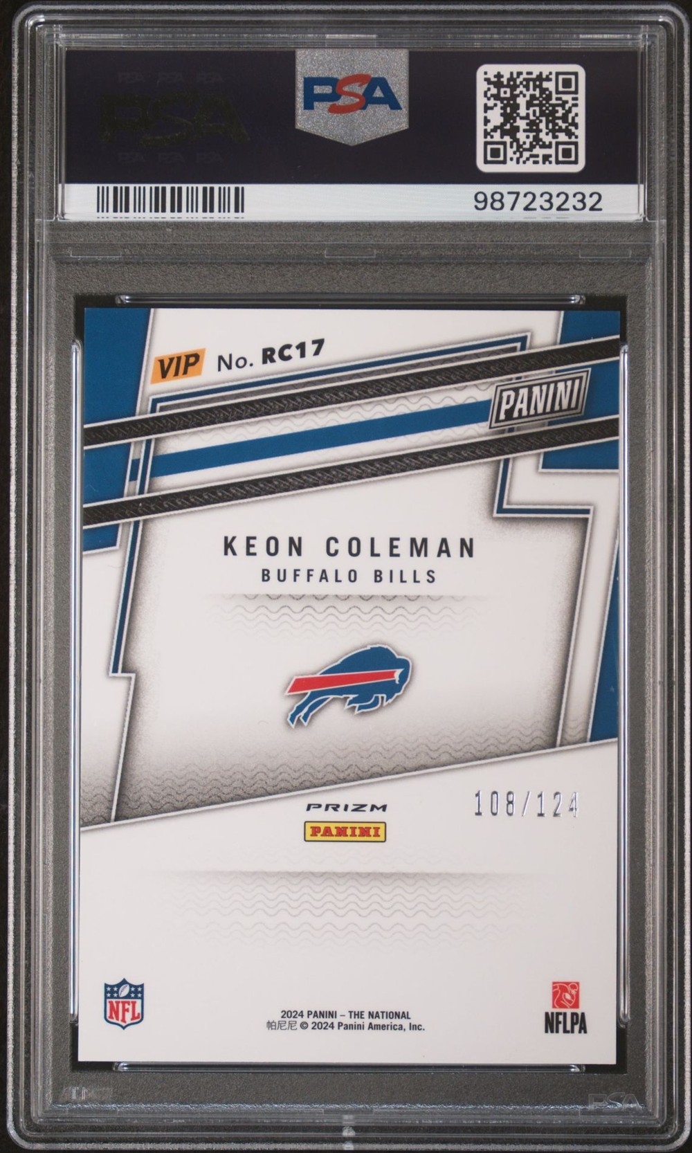 Keon Coleman 2024 Panini The National VIP Gold back