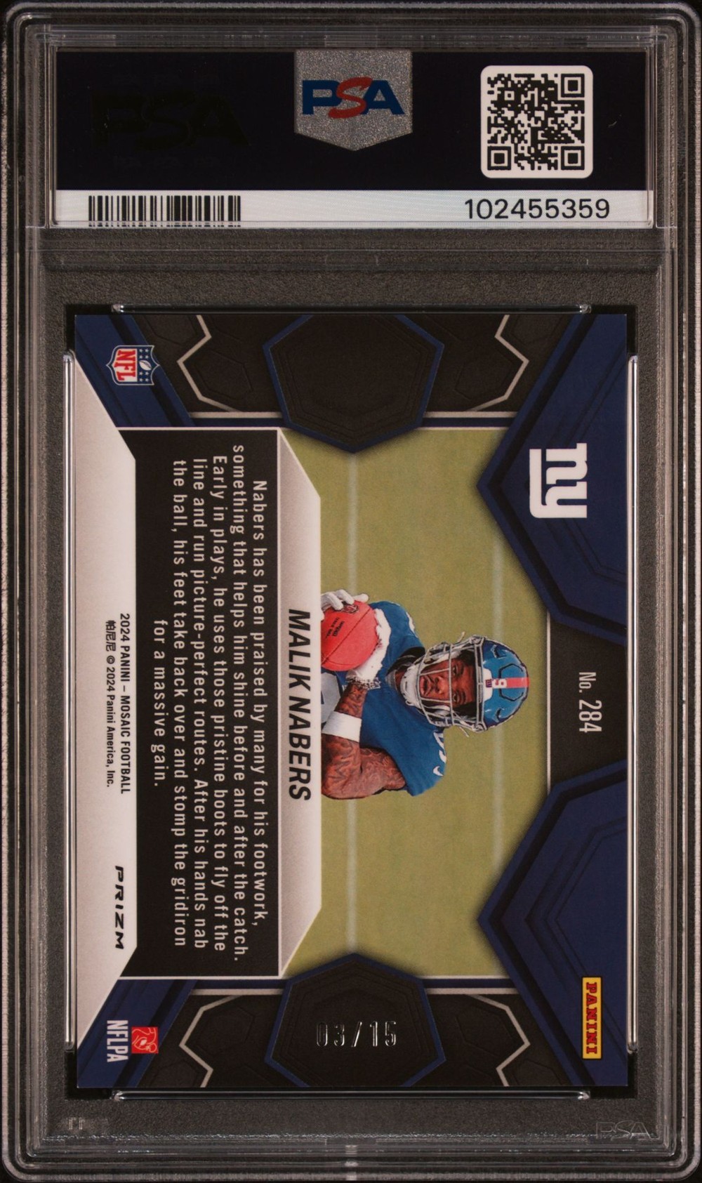 Malik Nabers 2024 Panini Mosaic back