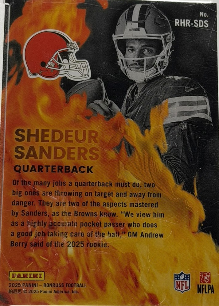Shedeur Sanders 2025 Panini Donruss back