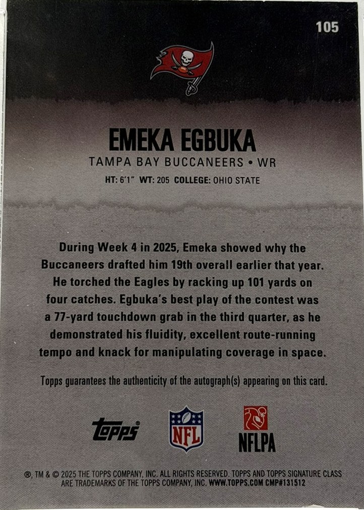Emeka Egbuka 2025 Topps Signature Class back