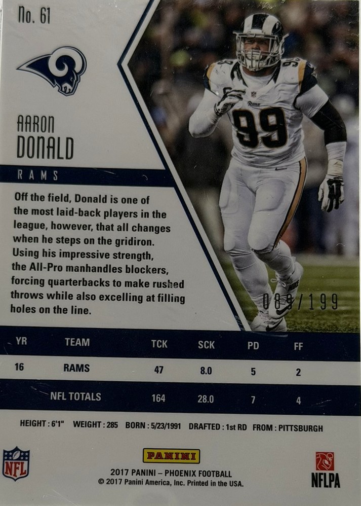 Aaron Donald 2017 Panini Phoenix back