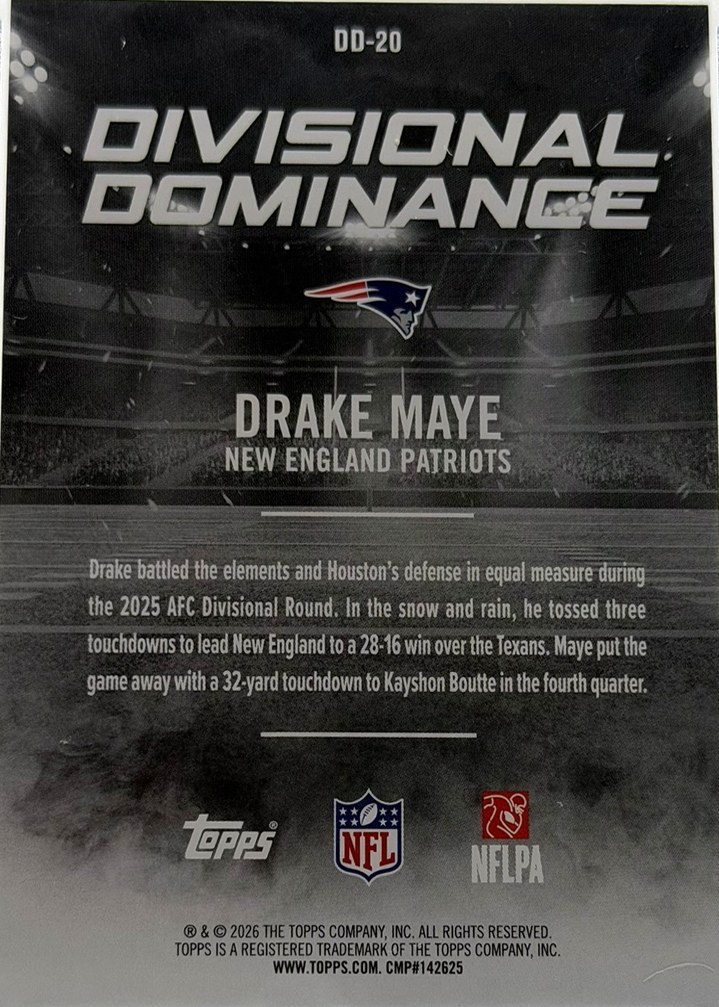 Drake Maye 2026 Topps back