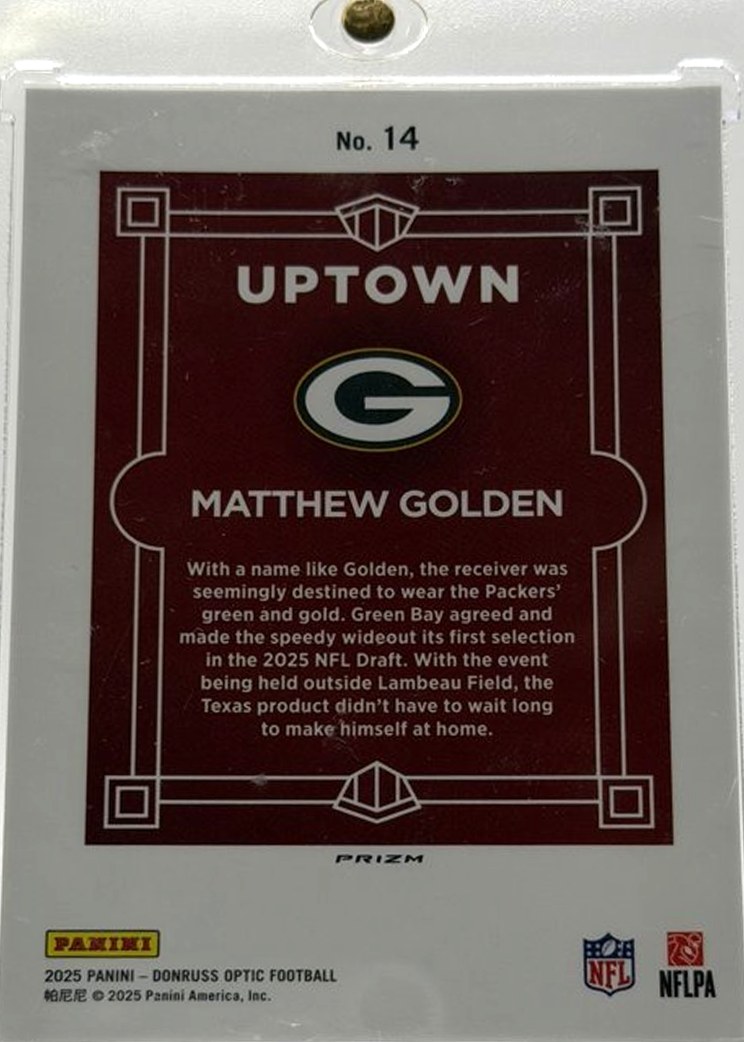 Matthew Golden 2025 Panini Donruss Optic back