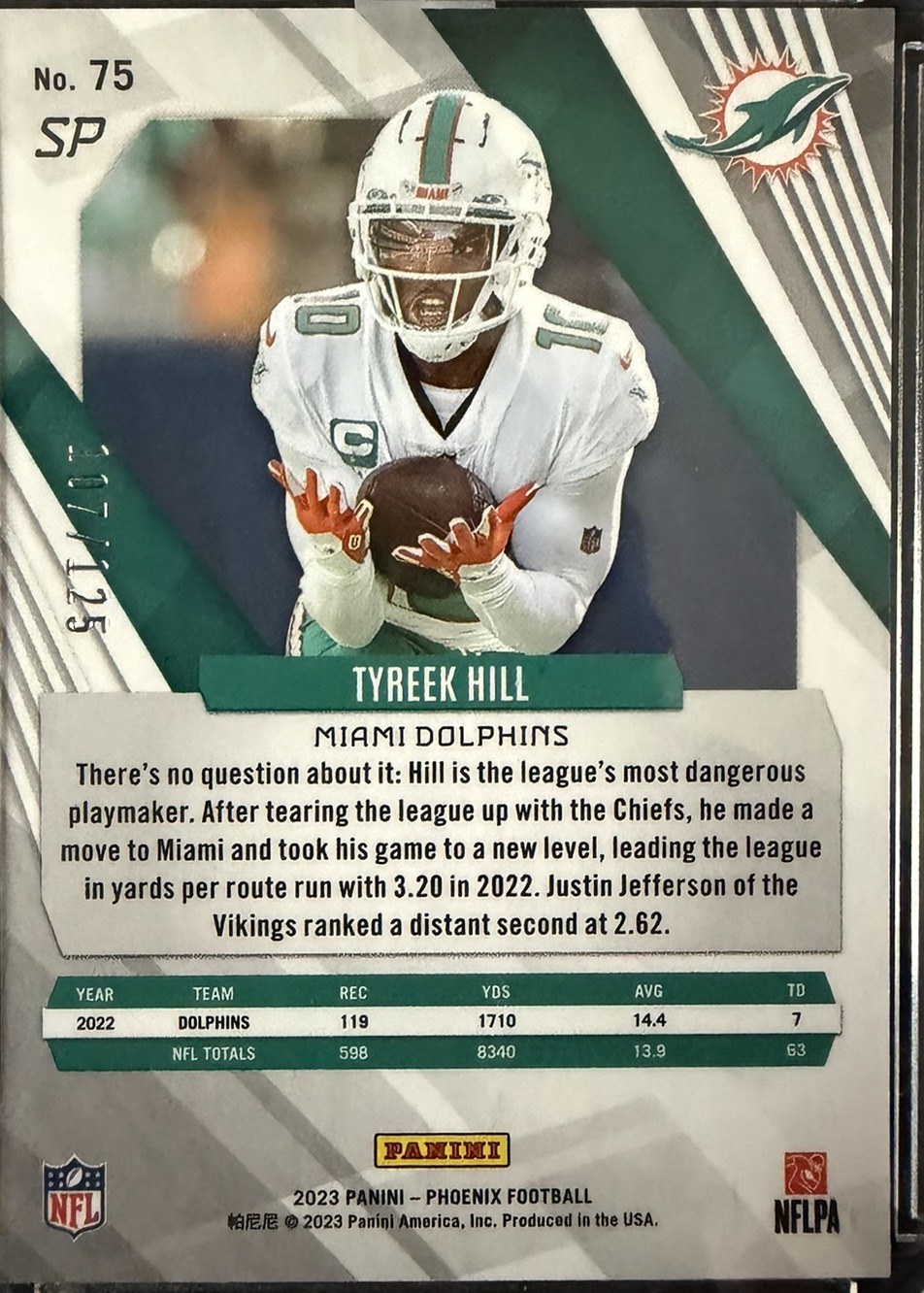 Tyreek Hill 2023 Panini Phoenix back