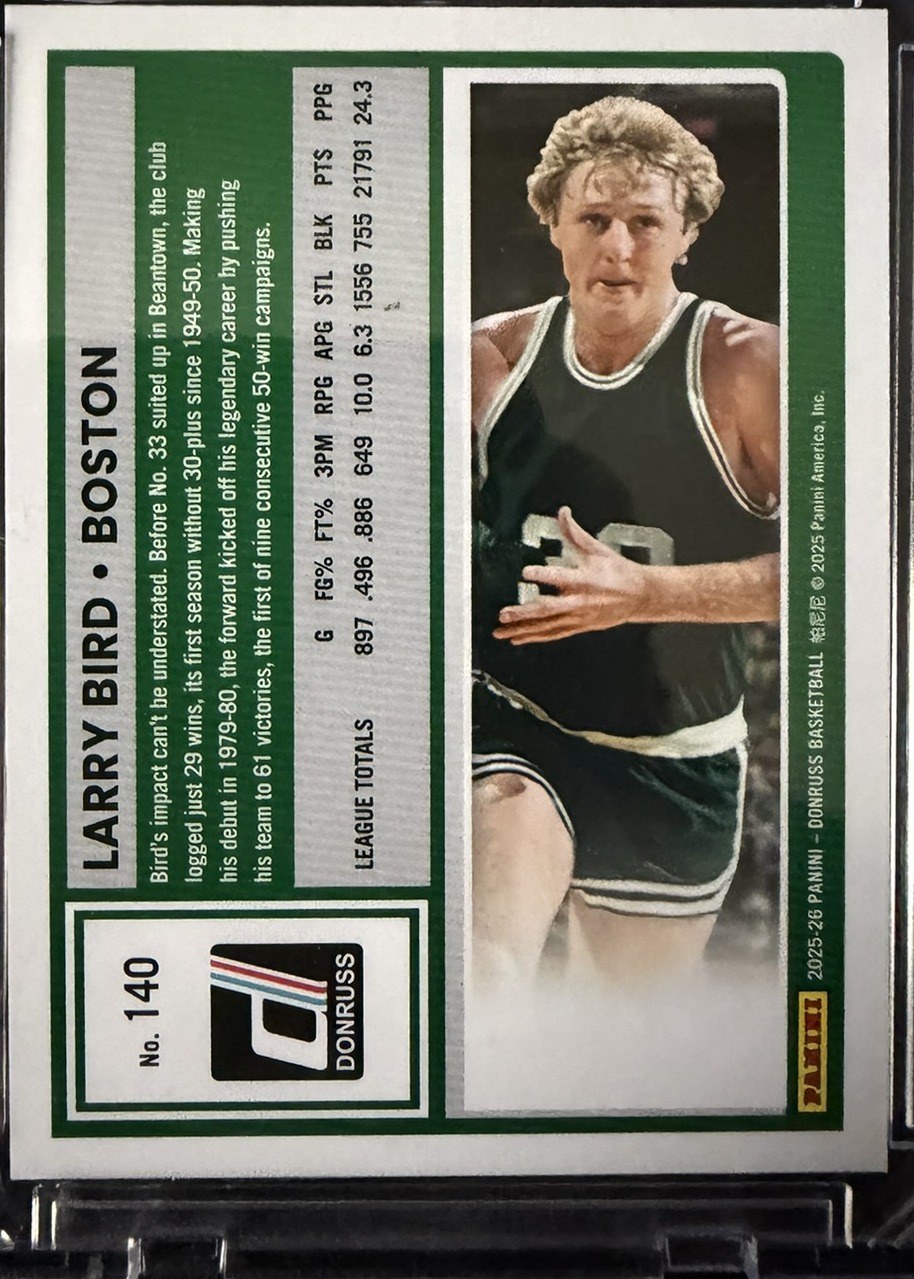 Larry Bird 2025 Panini Donruss back