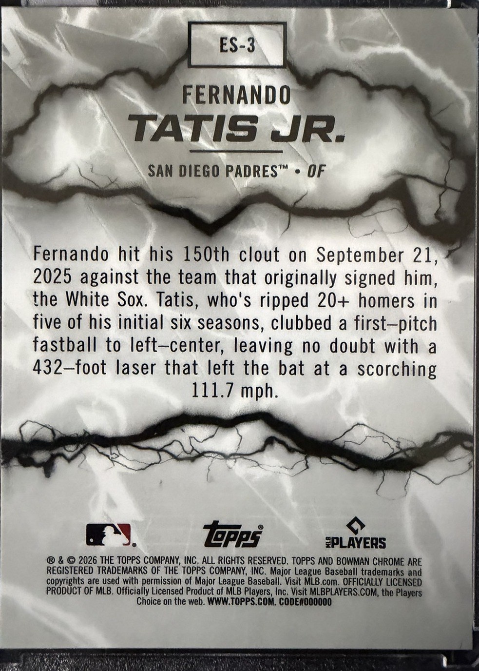 Fernando Tatis Jr. 2026 Bowman Chrome back