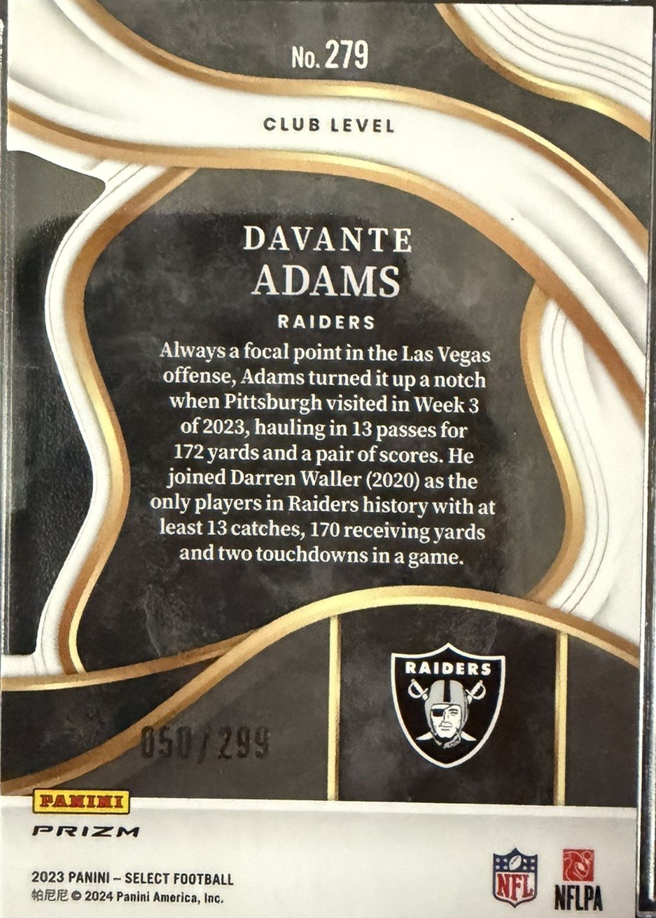 Davante Adams 2023 Panini Select back