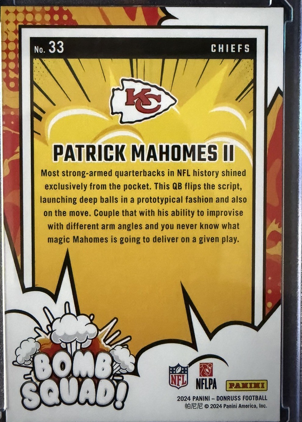Patrick Mahomes II 2024 Panini Donruss back